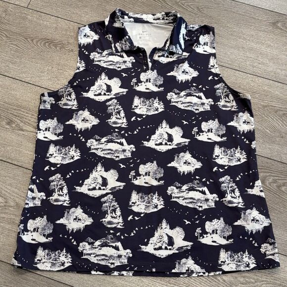 Nike Dri-Fit Printed Victory Sleeveless Golf Polo Womens XL All Over Print - Picture 1 of 6